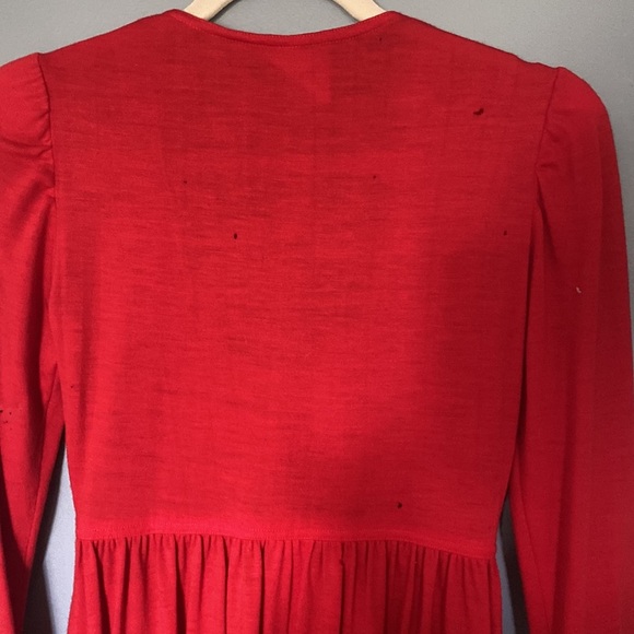 VTG RARE wool oranges 70’s maxi dress princess sleeve boho Cottagecore Sz S - Picture 7 of 14